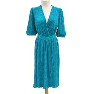 Vintage Union Label Nu Mode Blue Crinkle Dress